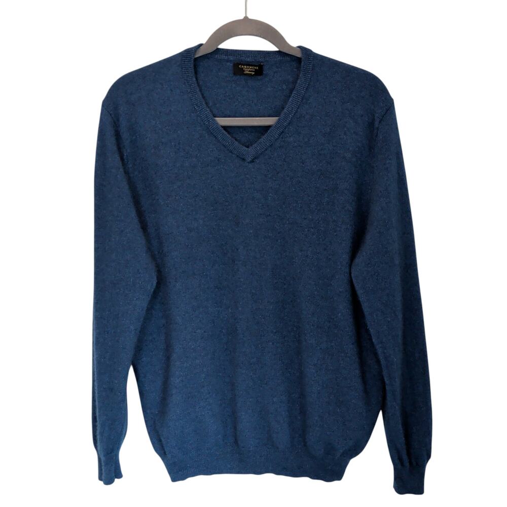 Club Room Luxury 100% Cashmere Men's Sz XXXL Blue V Neck Sweater Thick Soft